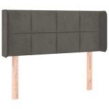 Cumpara ieftin Tablie de pat cu aripioare gri inchis 83x16x78/88 cm catifea