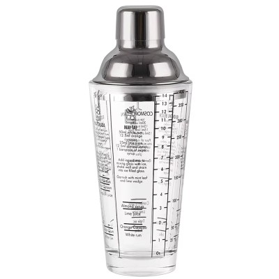 Shaker din sticla Pufo Cocktail cu capac pentru bar si cocktail, 450 ml foto