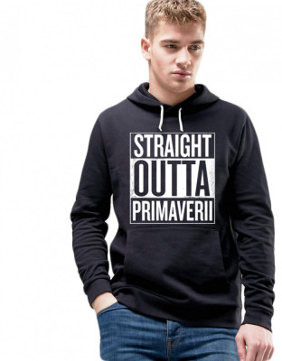 Hanorac Barbati Negru - Straight Outta Primaverii - M foto