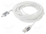 Cablu USB 3.1 RJ45 - USB C nichelat 7,5m alb Goobay