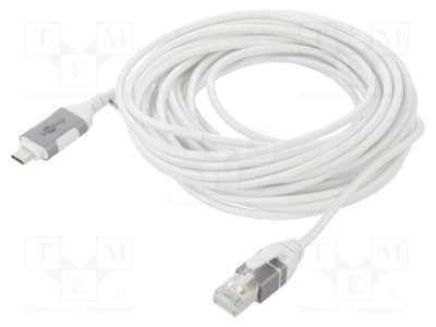Cablu USB 3.1 RJ45 - USB C nichelat 7,5m alb Goobay foto
