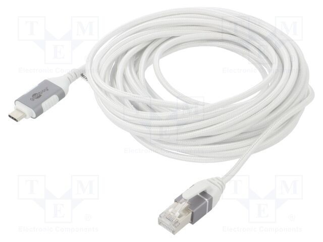 Cablu USB 3.1 RJ45 - USB C nichelat 7,5m alb Goobay