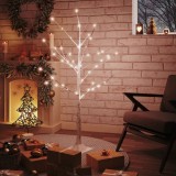 Gossi mesteacan cu led, alb, 48 led-uri alb calde, 120 cm