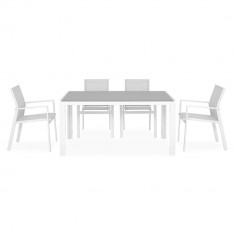 Set mobilier gradina/terasa Encore/Baria, 5 piese, 150x90x74 cm/56.5x62x86 cm, aluminiu, alb/gri