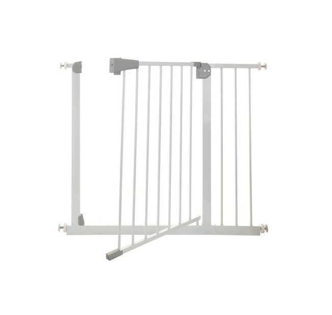 Poarta de siguranta pentru caini, copii, PROpets, bariera scari, dimensiuni ajustabile 76 - 83 + 35 cm, culoare Alb