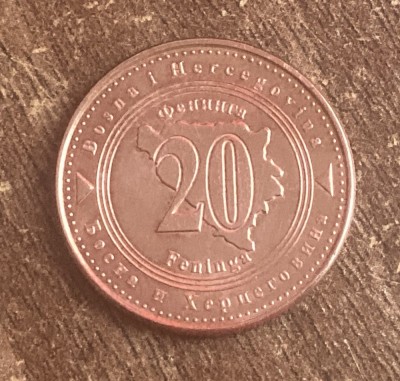 C50 - Moneda foarte veche - Bosnia si Hertegovina - 20 fening - 2007 foto