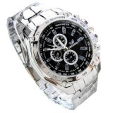 Cumpara ieftin Ceas Barbatesc Orlando Silver Black, Sport Elegant, Quartz, Analogic, Curea Metalica Argintie, Diametru 44mm