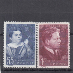 ROMANIA 1957 LP 425 - 75 DE ANI DE LA NASTEREA LUI GEORGE ENESCU SERIE MNH