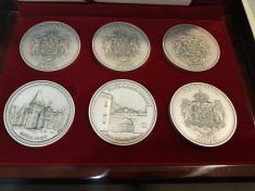 Set 6 medalii Regii Romaniei Monetaria Statului tombac argintat 60 mm, certifiv foto