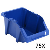 Cutii depozitare stivuibile, 75 buc, 153x244x123 mm, albastru, vidaXL