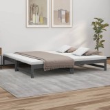 Pat de zi extensibil, gri, 2x(90x200) cm, lemn masiv de pin