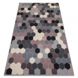 Covor Heos 78537 gri si roz si crem Hexagon, 120x170 cm, Dreptunghi, Polipropilena