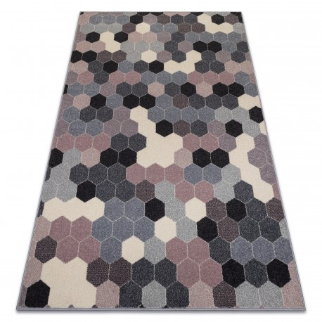 Covor Heos 78537 gri si roz si crem Hexagon, 190x270 cm