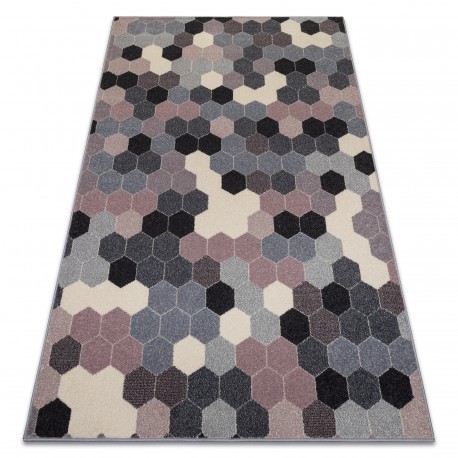 Covor Heos 78537 gri si roz si crem Hexagon, 160x220 cm