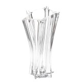Vaza decorativa din sticla transparenta, design sculptural 27 cm