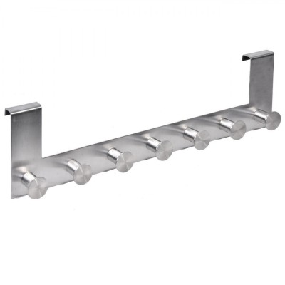 Cuier Inox, 7 C&amp;acirc;rlige, Pentru Ușă, Argintiu, 40 cm foto