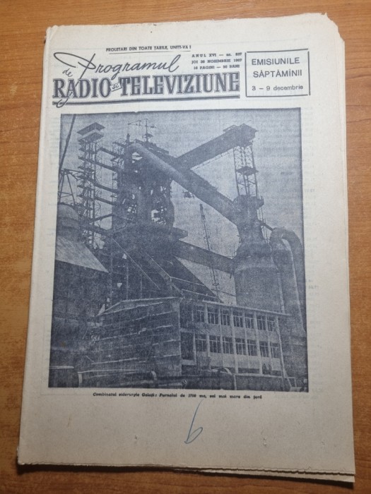 revista radio tv 30 noiembrie 1967 cu programul din 3 - 9 decembrie 1967