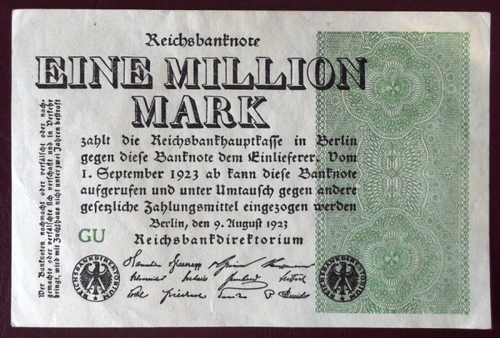 Germania 1.000.000 1000000 mark 1 milion 1923 seria GU **