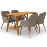 vidaXL Set de masă pentru grădină, 5 piese, maro 3068774