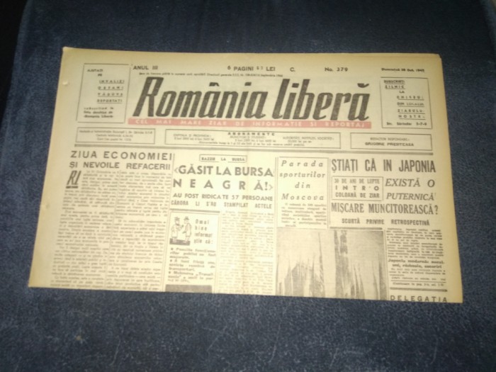 ZIARUL ROMANIA LIBERA 28 OCTOMBRIE 1945