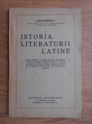 Ion Diaconescu - Istoria literaturii latine (1931) foto