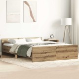 VidaXL Cadru pat fără saltea Stejar Artisan 140x190cm Lemn prelucrat