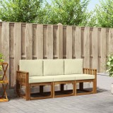 vidaXL Set de canapele de exterior cu pernă 3 pcs Natural și Crem 3365933