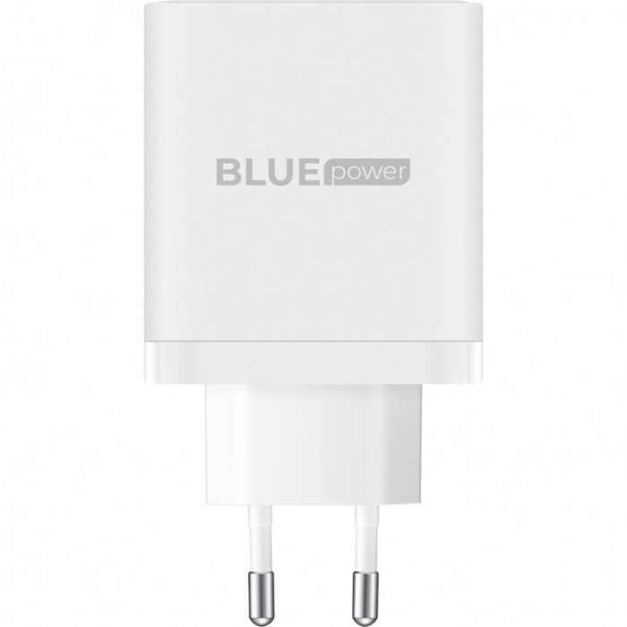 Incarcator Retea cu Cablu USB-C BLUE Power BPCE04 65W 3.25A 1x USB-A &ndash; 2 x USB-C Alb