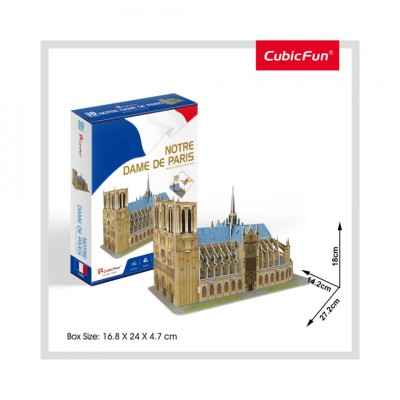 Cubic Fun - Puzzle 3D Notre Dame (Nivel Mediu 53 Piese) foto
