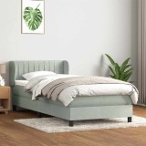 vidaXL Pat box spring cu saltea, gri deschis, 80x210 cm, catifea 3317673