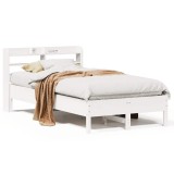 Cumpara ieftin Cadru pat fara saltea, alb, 100x200 cm, lemn masiv pin