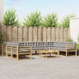 vidaXL Set de canapele de exterior cu pernă 10 pcs Alb și gri deschis 3387055