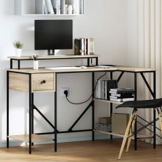 vidaXL Birou cu sertar Stejar sonoma 120 x 79 x 86.5 cm Lemn compozit