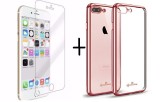 Husa cu folie de protectie inclusa pentru iPhone 7 Plus MyStyle Rose-Gold Plated, Roz