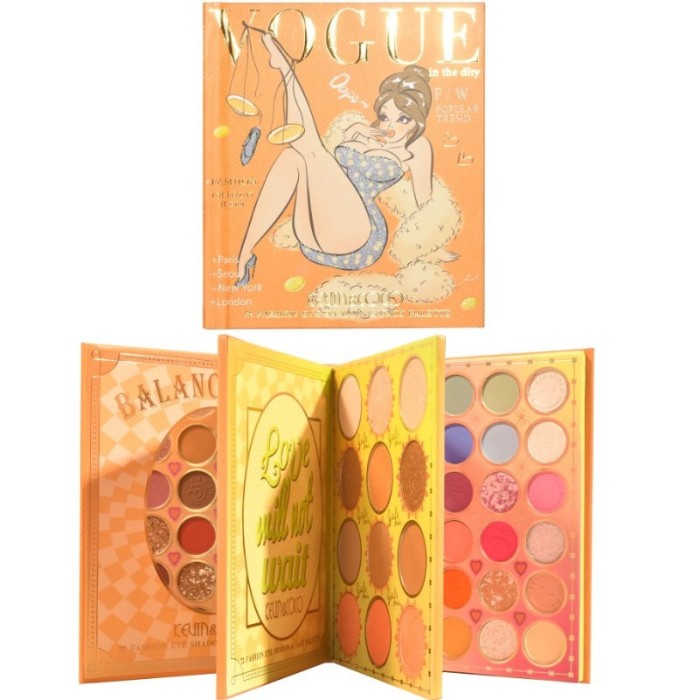Paleta de farduri kevin&amp;coco, 72 culori, stil carte, 3 straturi, pudra compacta, clasic, fara sulfati, 14 x 14 cm, 80 g, multicolor