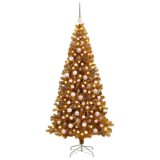vidaXL Brazi artificiali de Crăciun cu 300 LED Auriu 180 cm PET 3396623
