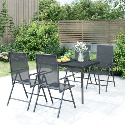 vidaXL Set de masă pentru grădină, 5 piese, antracit, oțel 3187979 foto
