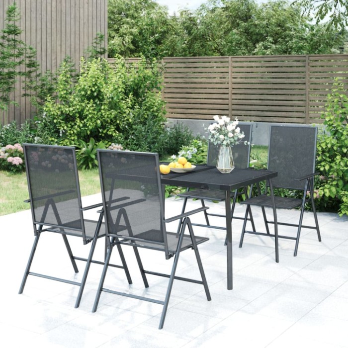 vidaXL Set de masă pentru grădină, 5 piese, antracit, oțel 3187979