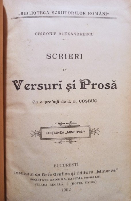 Grigorie Alexandrescu - Scrieri in versuri si prosa (Editia: 1902)