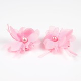 Set 2 agrafe de par cu flori roz si perla decorativa