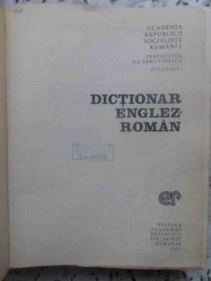 DICTIONAR ENGLEZ-ROMAN APROX. 120 000 DE CUVINTE-LEON LEVITCHI SI COLAB. foto