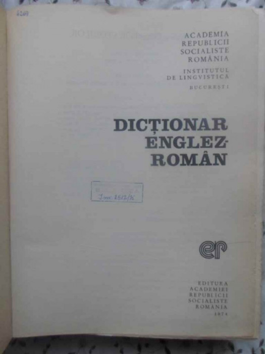 DICTIONAR ENGLEZ-ROMAN APROX. 120 000 DE CUVINTE-LEON LEVITCHI SI COLAB.