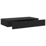 Cumpara ieftin Raft de perete suspendat cu sertar, negru, 48 x 25 x 8 cm
