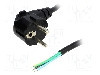Cablu alimentare AC, 1.8m, 3 fire, culoare negru, cabluri, CEE 7/7 (E/F) &amp;#351;tecar in unghi, LIAN DUNG -