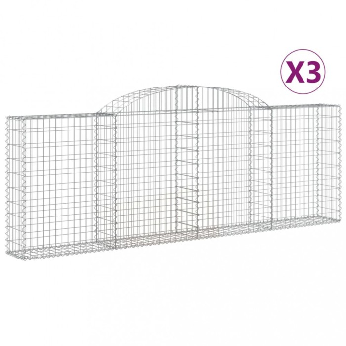 Cosuri gabion arcuite 3 buc, 300x30x100/120 cm fier galvanizat