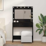 Masă de toaletă cu lumini LED, stejar negru, 78,5 x 41 x 135 cm