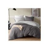 Set de lenjerie de pat Degrees of Comfort 135x200 4 piese gri &icirc;nchis, husă de pufă netedă cu fermoar - periat