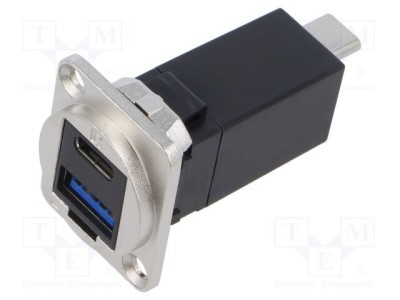 Adaptor metalic CLIFF USB-C F - USB 3.0 A-A foto