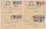 Romania 1928 lot 4 plicuri francate cu 6 timbre Dobrogea - jubileul unirii, stampila Constanta
