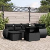 Cumpara ieftin Gossi set canapele de gradina cu perne, 7 piese, negru, poliratan
